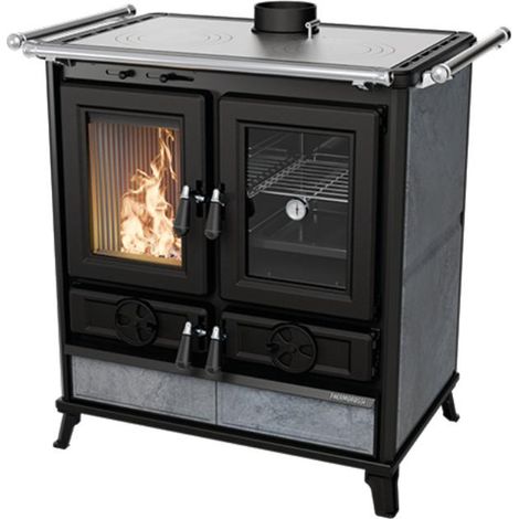 Thermorossi – Cuisinière à bois en pierre 8.2 kW – Foyer en fonte – Capacité four 27 L – Dimensions L 770 x H 863 x P 578 mm – Classe A+