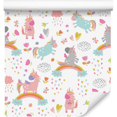 Papel pintado de unicornios mágicos para salón y dormitorio, 50x1000 cm. (1/5)