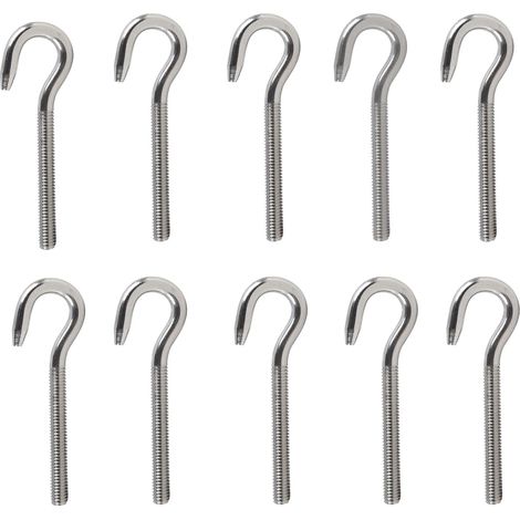 10pcs Boulon à Oeil M5 Vis à Crochet en Acier Inoxydable 304 A2-70 Tige Filetée Crochet Boulon pour Fixation et Suspension