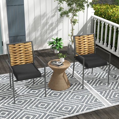 Sedie da giardino, sedie da esterno, sedie da patio, resistenti alle intemperie, design moderno, 57 x 58 x 87 cm, marrone+nero+grigio