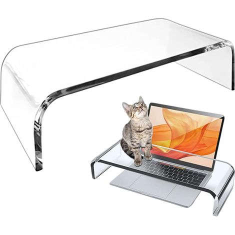 Soporte para monitor de escritorio - Acrílico transparente resistente, organizador (1/5)