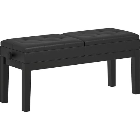 Banc de piano réglable en hauteur, tabouret de clavier avec coffre de rangement, banquette capitonnée noire pour instrument. (1/5)