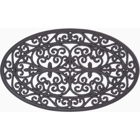 HOMESCAPES Paillasson tapis d'extérieur ovale en caoutchouc, 70 cm (1/4)