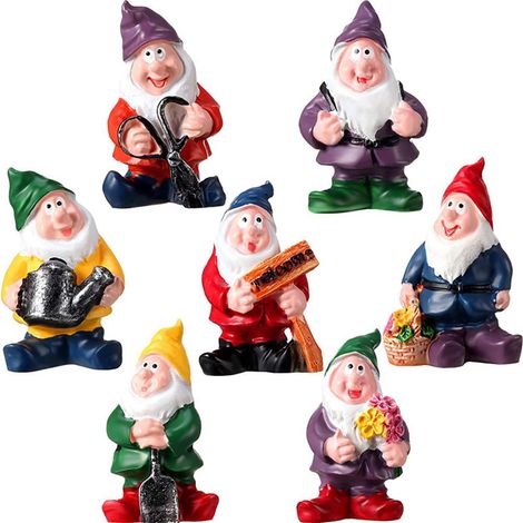 Statues De Nain En Résine - Décoration De Jardin Et Intérieur - Figurines Miniatures Détaillées - Lot De 7 Pièces (1/5)