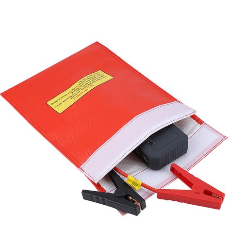Feuerfeste Tasche, tragbarer Sicherheitsbeutel für LiPo-Akkus in zwei Größen (Rot S) (1/5)
