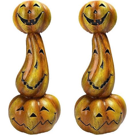 Bougeoir citrouille, décorations d'Halloween, centre de table, porte-bougies (lot de 2) (1/5)