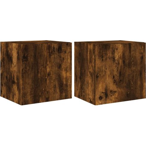 Mobile TV a parete scaffale multimediale credenza TV sala da pranzo soggiorno camera da letto e luci a LED 2 pezzi rovere affumicato 40,5 x 35 x 40 cm marrone 020029141