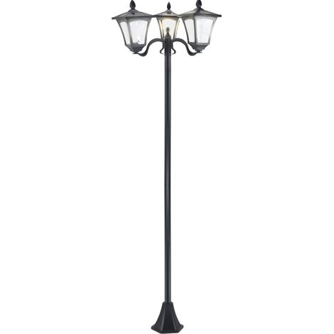 Farola solar de jardín de 3 luces LED 120 lúmenes IP44 acero negro 182,5 cm HOMVRA (1/5)