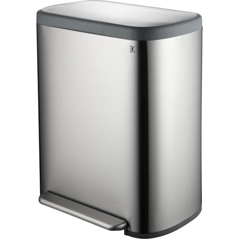 Kitchen Move – Poubelle tri sélectif 60L – 2 compartiments de 30L – Acier inoxydable – Système soft close – Ouverture large avec pédale
