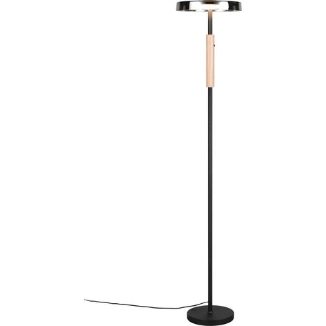 Lampada da terra LED, metallo e vetro, nero e fumé, H 130 cm, Celeste (1/5)