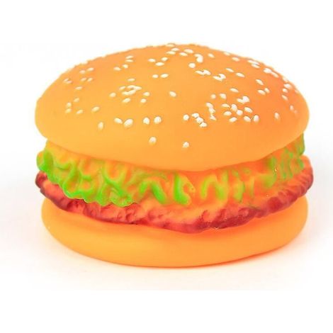 Jouet de dentition pour chien en silicone de haute qualité, en forme de hambur, 7,5 x 5 cm, adapté aux animaux de compagnie à mâcher. (1/3)