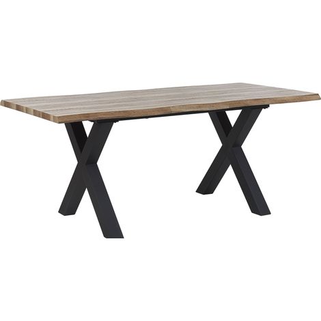 Extending Dining Table BRONSON Dark Brown 140/180 cm 90 cm