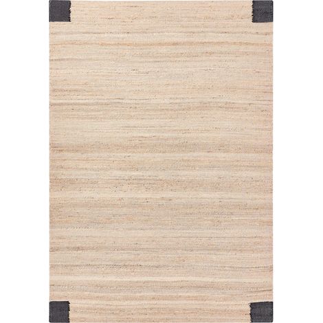 Tappeto in juta rettangolare 160 x 230 cm Tessuto in stile rustico Soggiorno Camera da letto Beige e nero Amravati