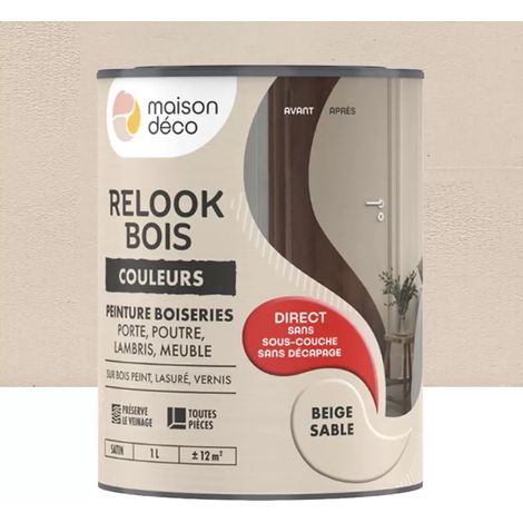 Peinture Maison Déco Relook Bois Couleurs Beige sable 1 L (1/2)