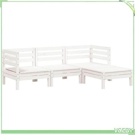 Canapé de jardin 3 places - FAFEICY - 838055 - Bois pin massif - Modulaire - Blanc (1/5)