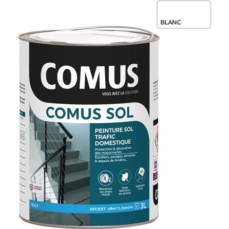 COMUS SOL BLANC 3L Peinture pour sols intérieurs et extérieurs, trafic domestique (1/3)