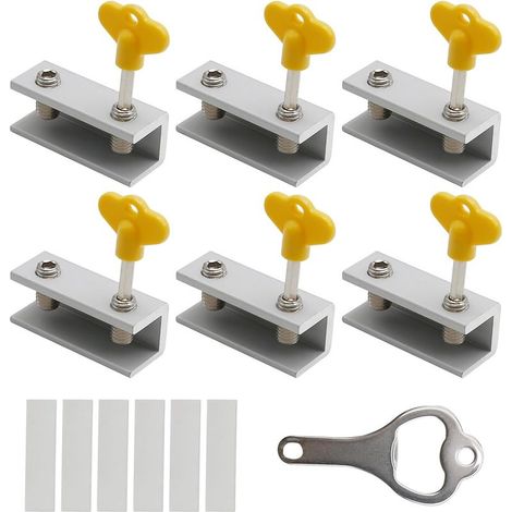 Serrure de fenêtre à clé, serrure de sécurité réglable, sécurité enfant, facile à installer, installation domestique pratique, 6 pièces (1/5)