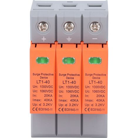 Parafoudre 3P 35MM, dispositif de protection photovoltaïque à montage sur Rail DIN, parafoudre basse tension pour la maison 1000V 20-40KA (1/5)