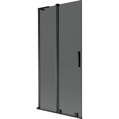 Mexen Velar L mampara de bañera de 2 hojas correderas 90 x 150 cm, grafito, negro - 896-090-003-41-70 (1/5)
