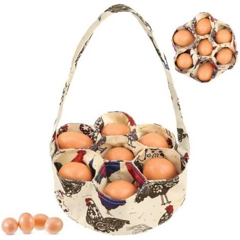 Faltbarer tragbarer Eiersammelkorb, Sammelbeutel, Eierhalterbeutel, Miniatur-Hühner-Sammelbeutel aus Canvas mit 7 Taschen, geeignet für den Bauernhof. (1/5)