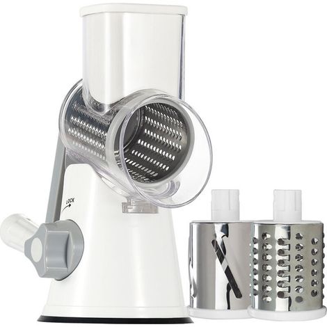 Cheese Grater, Vegetable Grater with 3 Drum Blades, Kitchen Grater for Easier Cutting, Vegetable Slicer for Cheese, Cucumber, Carrot, Nuts (1/5)