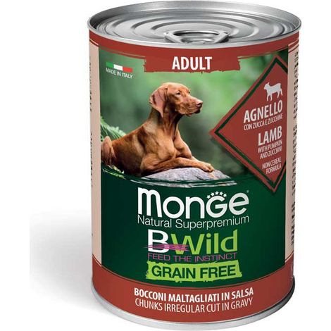 Monge Bwild Dog Adult Grain Free Agnello Zucca e Zucchine - Monge Bwild Dog Adult Grain Free Agnello Zucca e Zucchine - Lattina Da 400 Gr