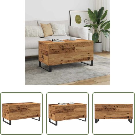 Table d'appoint - Table basse vieux bois 90x44,5x45 cm bois d'ingénierie (1/5)