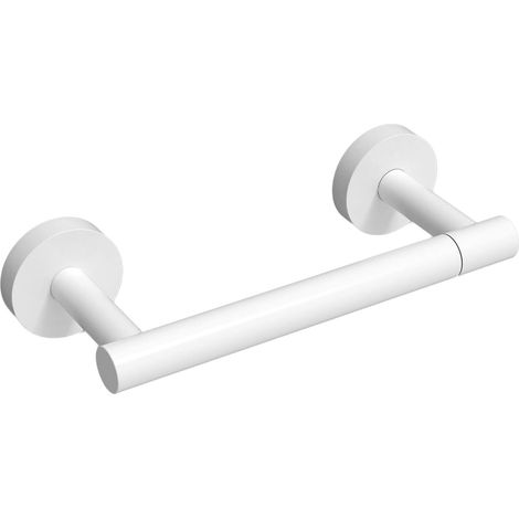 Portarrollos de papel higiénico giratorio de doble columna de acero inoxidable, soporte de pared para papel higiénico, color blanco. (1/5)