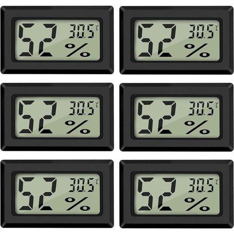 (6PCS )Mini Digital LCD Thermomètre Hygromètre Température Humidité -5070℃ 10%99% RH Thermomètre Portable Thermo Hygromètre Indicateur (1/4)