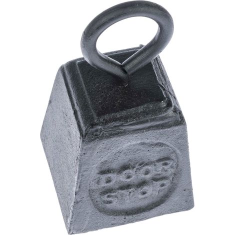 Homescapes – Cale-porte en fonte noir – Poids ancien avec inscription 'DOOR STOP' – Style vintage pour portes intérieures et extérieures (1/4)