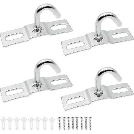 Lot de 4 crochets de plafond en acier inoxydable, crochets à visser pour hamac, yoga, moustiquaire, gréement de bateau, équipement de pont marin (1/5)