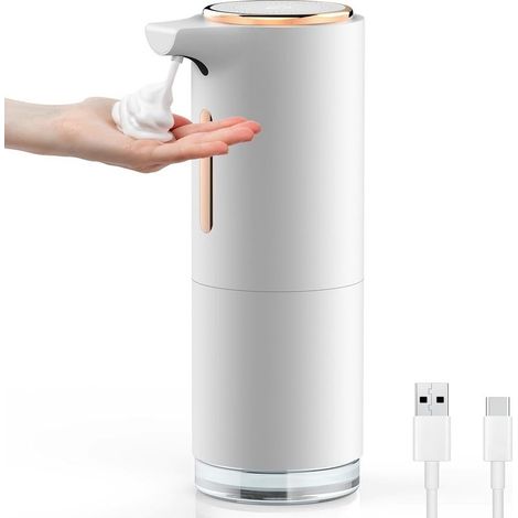 Distributeur de savon automatique, distributeur de savon automatique de 250 ml, distributeur de savon de cuisine avec batterie rechargeable de 1200 mAh, distributeur de savon de salle de bain à 3 nive (1/5)