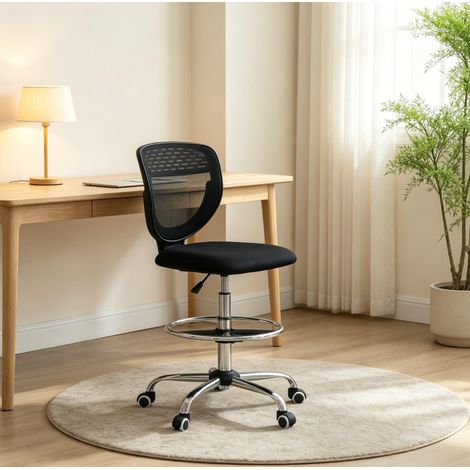 Sedia da ufficio ergonomica 59x59x106-126 cm in rete nera, facile da montare FloraGrace (1/5)
