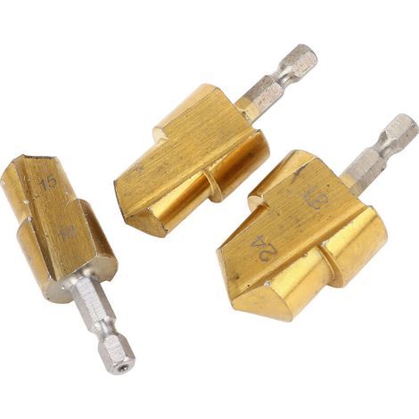 PPR-Rohrreibahlen, hochkohlenstoffhaltiger Stahl, PVC-Fittings, 3-teiliges Stufenbohrer-Set mit Sechskantschaft (19 mm, 24 mm, 31 mm) (1/5)