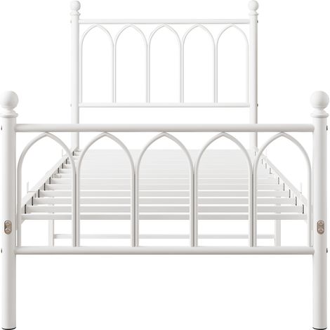 Estructura de cama metálica 90 x 200 cm con cabecero y pie de cama vintage HOMVRA (1/5)