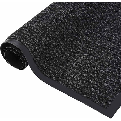 Paillasson d'Entrée Gratte-Pieds Tapis Antidérapant en Polypropylène Anthracite Rayé 80 x 120 cm (1/5)
