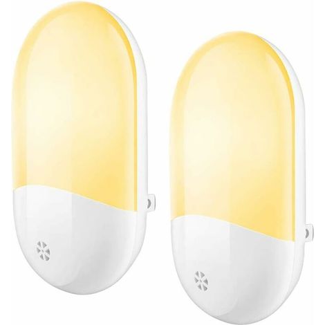 DEESSE SHOP - Veilleuse LED enfichable, prise veilleuse avec capteur photoélectrique automatique du crépuscule à l'aube, veilleuse pour chambre d'enfant salon cuisine couloir escaliers (lot de deux bl (1/5)