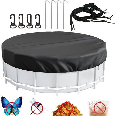 Bâche de piscine hors-sol – solaire encastrée dans le sol, robuste, imperméable, indéchirable, anti-poussière Couverture en tissu Oxford 420D pour plus résistance et durabilité, parfaite 10FT - (1/5)