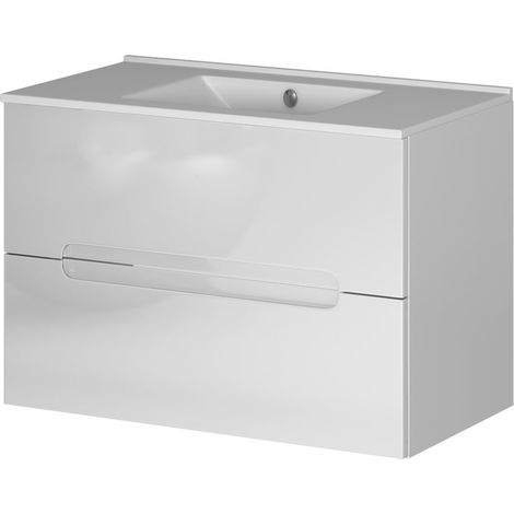 Kibath Mueble de baño con Lavabo VICTORIA 80x45 cm acabado BLANCO mate 2 cajones suspendido (1/5)