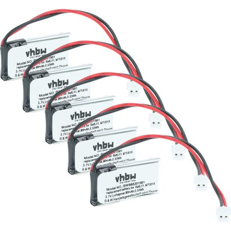 vhbw 5x Batterie compatible avec Diagral DIAG44ACX, TF410X système d'alarme (90mAh, 3,7V, Li-polymère)