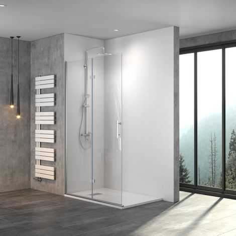 Walk In Duschwand Drehfalttür Faltbare Duschtür Trennwand ESG Glas Nano BxH 120 x 195 cm (1/5)