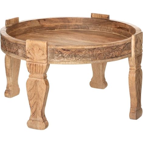 Table basse en bois de manguier coloris marron - Diamètre 74 x Hauteur 43.5 cm -PEGANE-