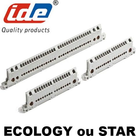 IDE – Barrette de terre 36 connexions 1,5 à 35mm² – Compatible coffrets Ecology et Star – Installation en partie haute ou basse