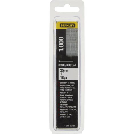 Clavo Brad Stanley 8 300 E Tipo J 25 mm 1000 unidades