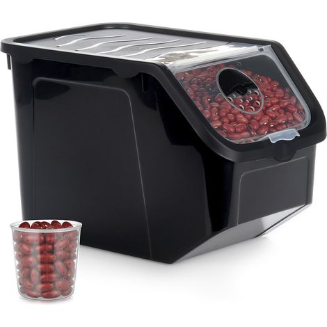 Obst- und Gemüseaufbewahrungsbox mit Deckel, schwarz, 12 l