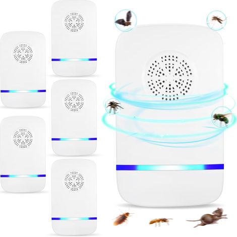Repellente per insetti ad ultrasuoni per il controllo dei parassiti interni, 6 inserti repellenti per insetti, trappola per topi, insetti, talpe, ragni, formiche, cimici (1/5)