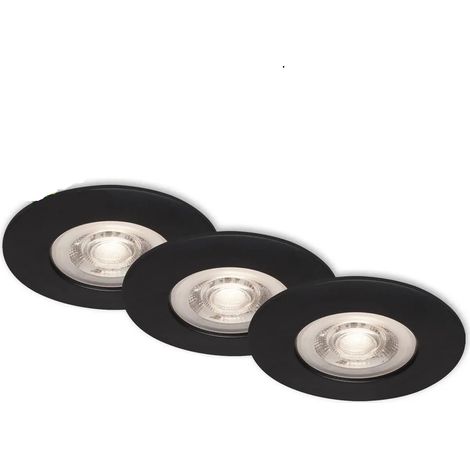 Juego de 3 focos LED empotrables, 6,8 cm, 5 W, 460 lm, Negro