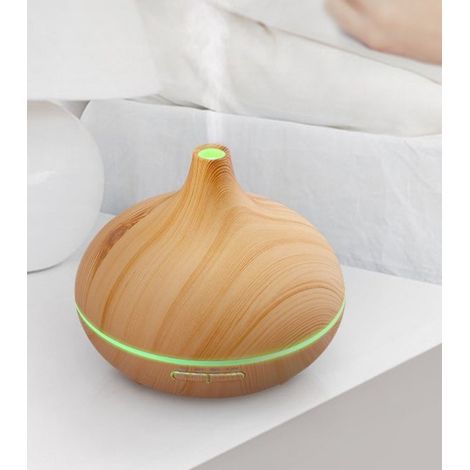 Diffuseur d'Huiles Essentielles en Bois, Mini Humidificateur à Ultrasons avec Grande Brume et 7 Couleurs LED, Petit Parfum d'Ambiance Silencieux pour Chambre et Bureau-lsw (1/2)