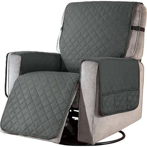 Housse de Fauteuil Relax Matelassé Couvre Fauteuil Inclinable Doux Protecteur Canapé 1 Place Antidérapant pour Animaux de Compagnie pour Chaise Canapé Décorative (Gris foncé)