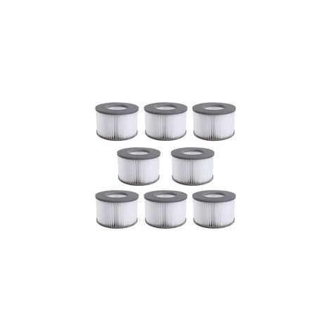Lot de 8 cartouches filtrantes pour piscine gonflable Mspa – Dimensions 10,6 x 6,7 cm – Finesse de filtration élevée – Remplacement facile (1/5)